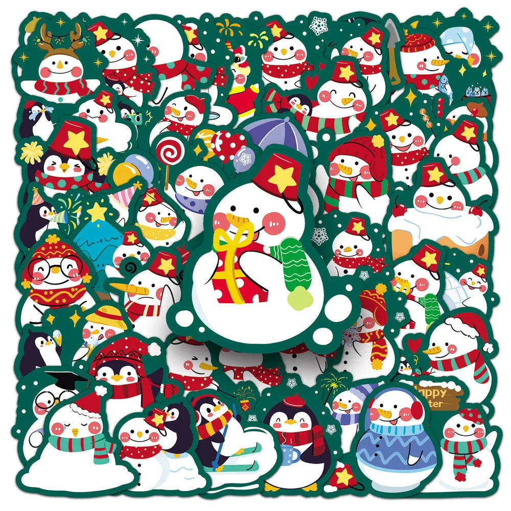 Snowman Christmas Stickers for Phone Laptop Luggage Skateboard Decals Gift (Online Order Only)