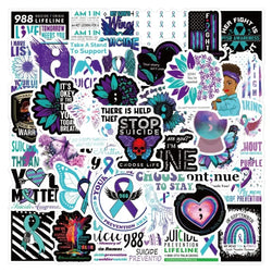 50/100Pcs Suicide Awareness Stickers Teal Purple Ribbon Suicide Prevention Waterproof Decals for Water Bottle Laptop Phone (ONLINE ORDER ONLY)