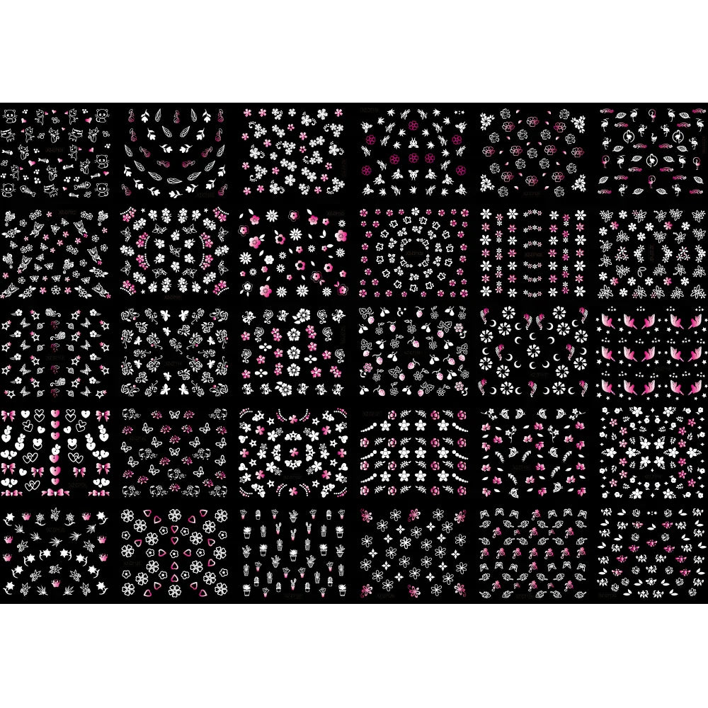 30pcs/Set White Pink Flower 3D Nail Sticker Daisy Butterfly Love Heart Hibiscus Petals Floral DIY Spring Summer Nail Decoration* (ONLINE ORDER ONLY)