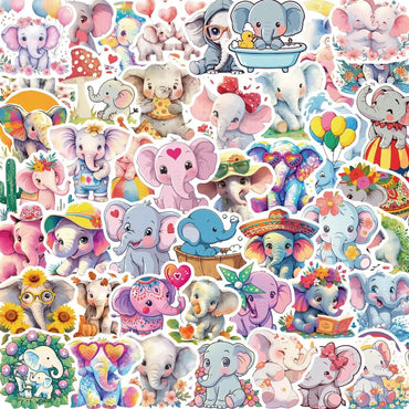 10/50pcs Kawaii Pink Elephants Cute Animal Stickers Aesthetic Decals DIY Laptop Luggage Motorcycle Phone Waterproof Sticker Toy (ONLINE ORDER ONLY)
