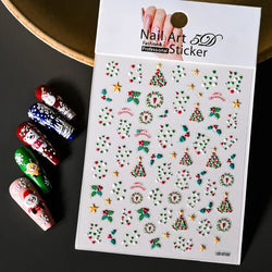 Cute Deer Christmas Nail Stickers 5D Embossed Elk Star Gingerbread Man Snowflake Santa Claus Holly DIY Winter Engraved Manicure* (ONLINE ORDER ONLY)