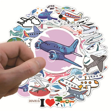 10/50PCS Aircraft Stickers Children's Toys Vehicle Airplane Stickers for Luggage Skateboard Laptop Home Refrigerator Decoration (ONLINE ORDER ONLY)