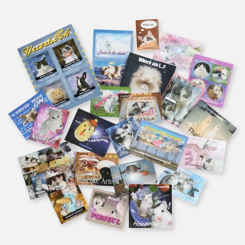 Ins Korean Retro Cute Cat Sticker Scrapbooking DIY Material Collage Decoration Stationery Stickers Aesthetic Personalized (ONLINE ORDER ONLY)