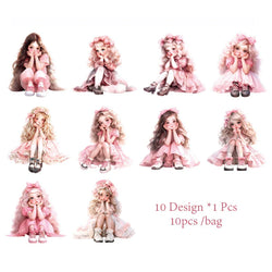 Mr. Paper 6 Style 10 Pcs/pack PET Texture Cute Girl Theme Material Stickers DIY Cup Glass Dairy Notepad Phone Case (Online Order Only)