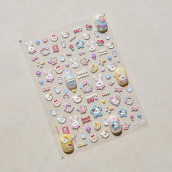 Bunny Love Heart Rabbit Nurse Cut Wound Bowknot Pill Flower Medicine Treatment Self Adhesive Nail Art Stickers Manicure Decals (ONLINE ORDER ONLY)