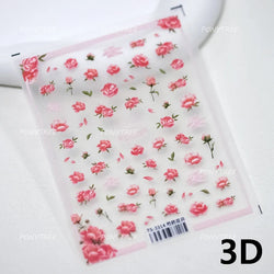 French Chic Mini Pink Rose Flower Bowknot Lace Ribbon Pearl White Little Flower Self Adhesive Nail Art Stickers Manicure Decals (ONLINE ORDER ONLY)