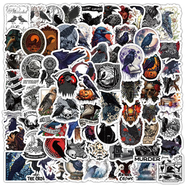 Dark Crow Cartoon Animal Stickers - 10/30/50/100PCS for Laptop, Luggage, Snowboard, Graffiti Decals (Online Order Only)