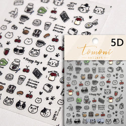 Black Cat Kitten Glasses Camera Timepiece Shoe Notebook Vase Pen Teapot Bowknot Item Adhesive Nail Art Stickers Manicure Decals (Online Order Only)