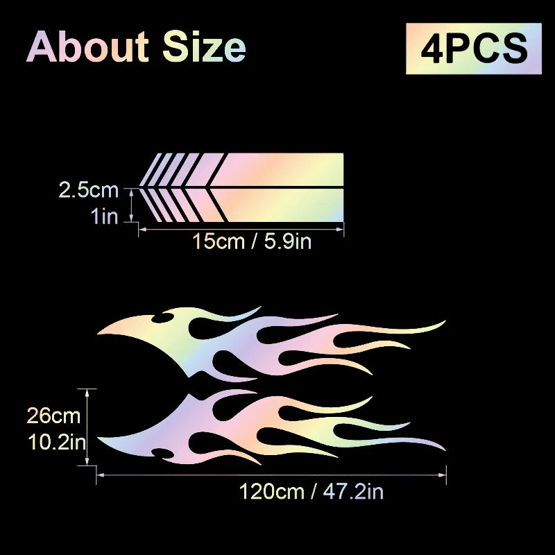 4pcs Fashion for Car Sticker Flame Flame Car Body Sticker Striped Door Decal Waterproof Decorative Waterproof Vinyl Decals (ONLINE ORDER ONLY)