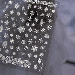 Winter Dreamy Hot Stamping Romantic White Pink Snowflakes Hexagon 3D Self Adhesive Nail Art Stickers Christmas Manicure Decals (ONLINE ORDER ONLY)