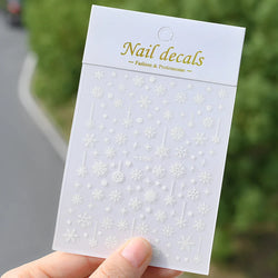 Winter Xmas 3D Nail Sticker Snowflake Flower Winter Decals Nail Stickers Cartoon Bird Santa Penguin Elk Slider New Year Manicure (ONLINE ORDER ONLY)