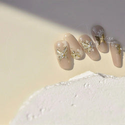 Charming Golden Gradient Shiny Rhinestone Jelly Butterfly Flower Petal Bowknot 3D Self Adhesive Nail Art Sticker Manicure Decals (ONLINE ORDER ONLY)