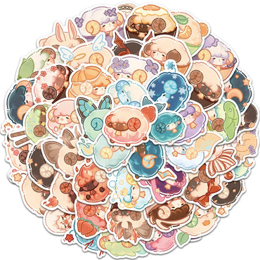 50PCS Kawaii Cartoon Sheep Stickers for Luggage, Phone, Laptop, Guitar, Kids Toy (Online Order Only)