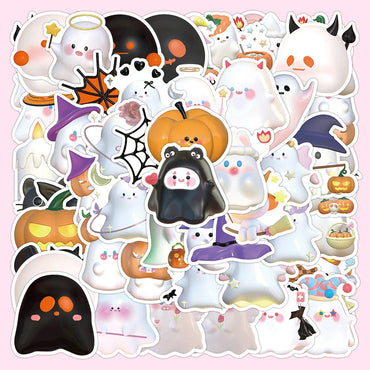 10/30/60PCS Cute Cartoon 3D Ghost Stickers Halloween Decoration Decals For Skateboard Fridge Bike Notebook Car Sticker DIY Toys (Online Order Only)