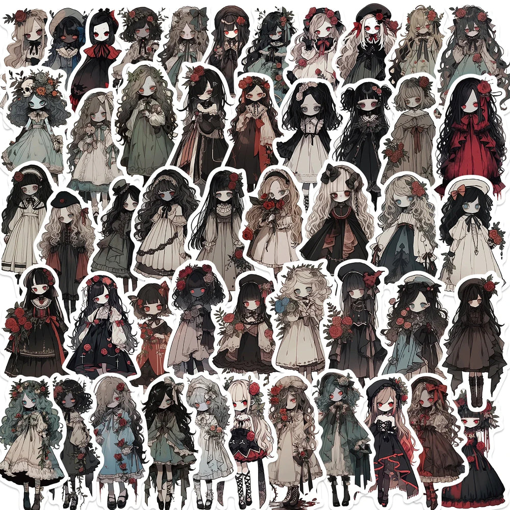 Vampire Girl Stickers 50Pcs Horror Anime Decals Waterproof for Laptop Luggage Skateboard (Online Order Only)