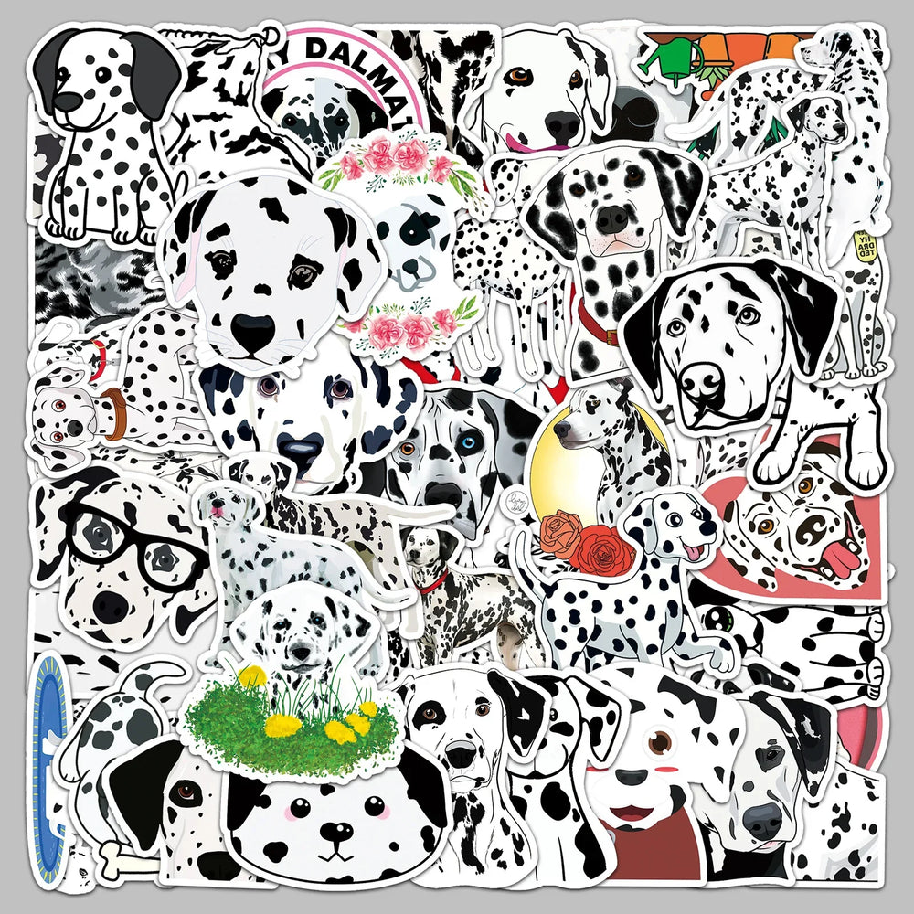 50pcs Cute Dalmdog Cartoon Stickers for Helmet, Wall, DIY Decoration (Online Order Only)