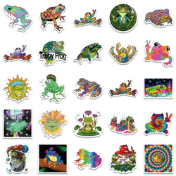 50PCS Cartoon Colorful Psychedelic Frog Stickers Aesthetics Laptop Guitar Luggage Phone Graffiti Sticker Decal Kid Toy (ONLINE ORDER ONLY)