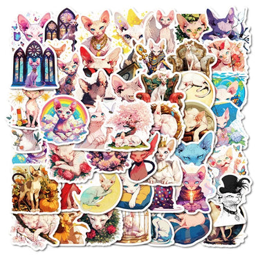 10/30/50PCS Cartoon Cat Flower Sticky PVC Sticker Aesthetic DIY Decoration Scrapbooking Hand Accounting Supplies for Kids (Online Order Only)