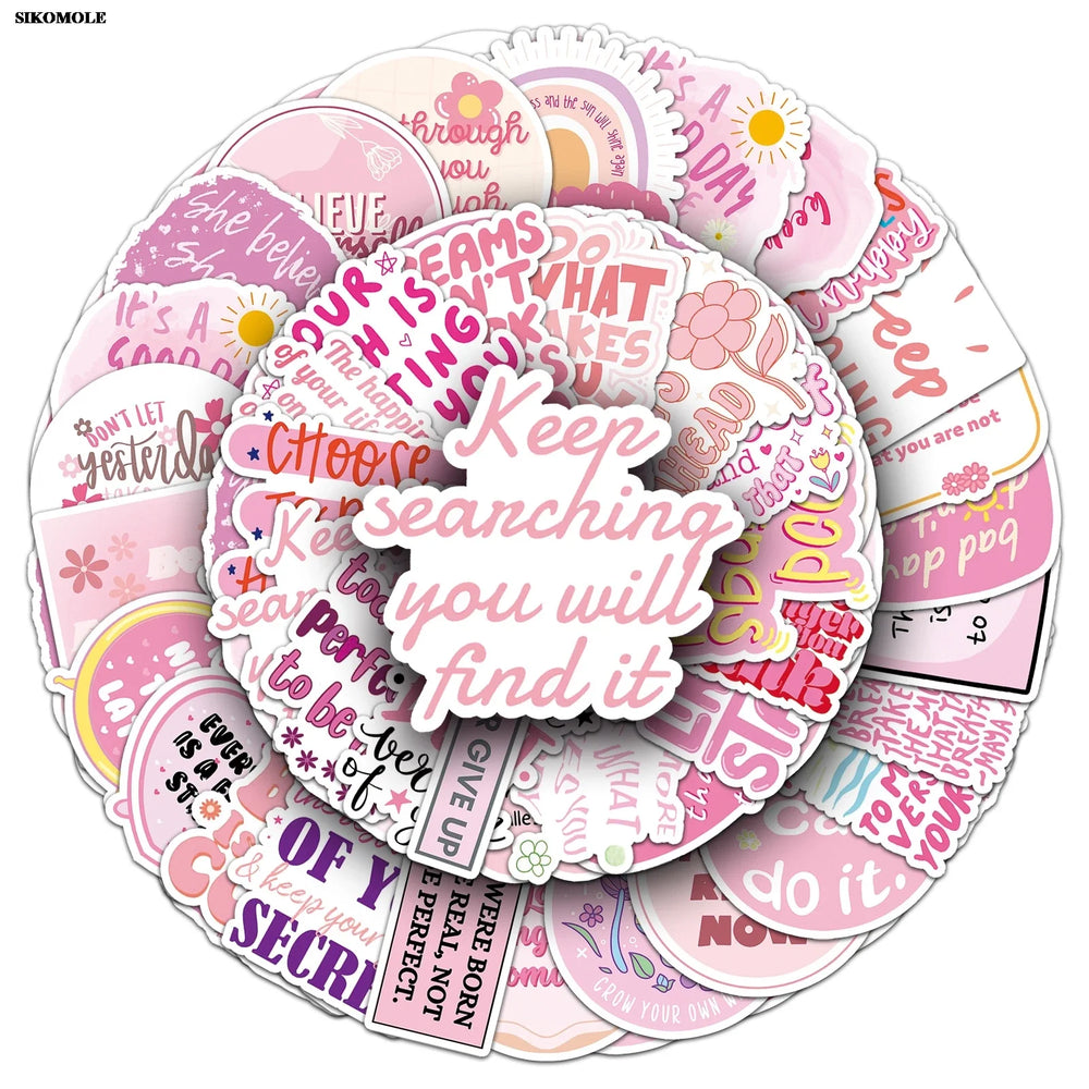 Pink Motivational Quote Stickers for Laptop Luggage Suitcase Decal (Online Order Only)