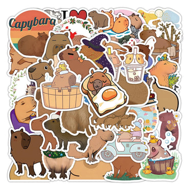 10/30/55PCS Cute Capybara Animals Stickers Cartoon Decals Toys DIY Scrapbook Laptop Luggage Phone Guitar Bike Kids Sticker Toys (ONLINE ORDER ONLY)