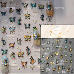Blue Purple Tulip Flower Butterfly Garden Blossom Floral Charming Delicate 5D Relief Adhesive Nail Art Stickers Manicure Decals (ONLINE ORDER ONLY)