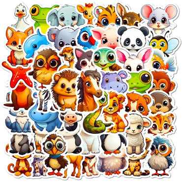 10/30/50PCS Cute Big Eye Animal PVC Sticker Aesthetic Color Decoration Scrapbooking Sketchbook Korean Stationery School Supplies (Online Order Only)