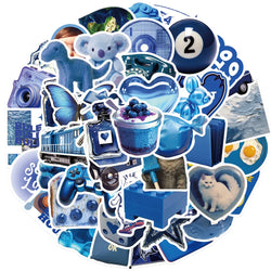 Blue Cartoon Stickers Pack - Waterproof Decals for Fridge, Guitar, Laptop, Motorcycle, Travel (Online Order Only)
