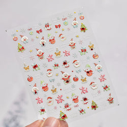 Apple Bear Bunny Snowman Winter Tree Bell Dog Self Adhesive Nail Art Stickers Snowflake Santa Claus Rhinestone Manicure Decals (ONLINE ORDER ONLY)