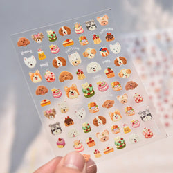Cute Bowknot Dog Puppy Bear Strawberry Cake Fruit Juice Coffee Desserts Corgi Cherry Adhesive Nail Art Stickers Manicure Decals (ONLINE ORDER ONLY)