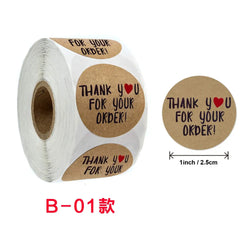 50-500pcs Round Natural Kraft Handmade Thank You Stickers Scrapbooking For Gift Baking Package Adhesive Sticker Seal Labels (ONLINE ORDER ONLY)