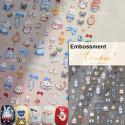 Peach Blossom Flower Yellow Rabbit Bunny Love Heart Delicate Totem 5D Self Adhesive Nail Art Stickers Rhinestone Manicure Decals (ONLINE ORDER ONLY)