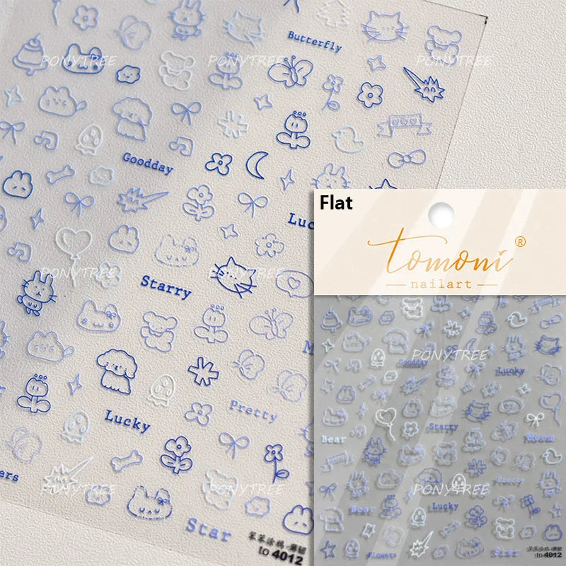 Worker's Speech Chinese Characters Abstract Comics Vivid Patterns Adhesive Nail Art Stickers Satirical Writing Manicure Decals (Online Order Only)