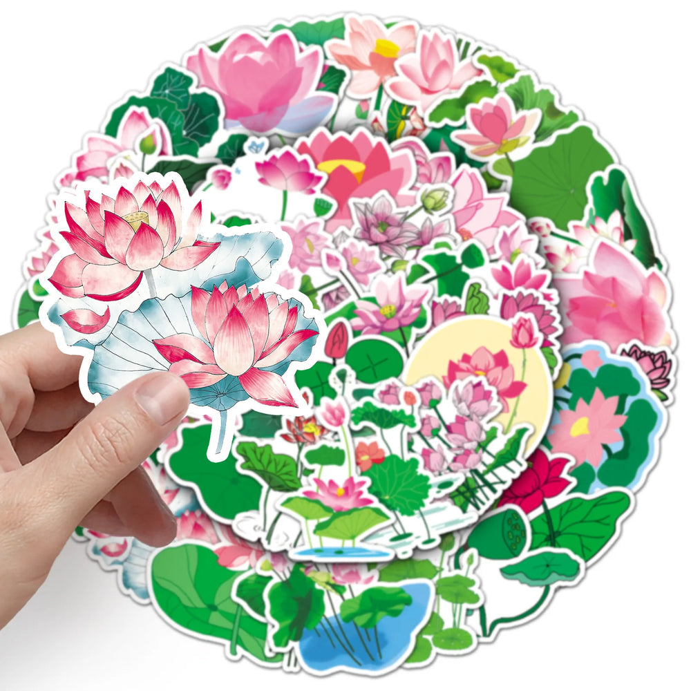 Lotus Cartoon Stickers Set: Laptop, Phone, Car, Bike, Skateboard Decals (ONLINE ORDER ONLY)