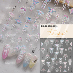 Embroidery Yunjin Brocade Tassels Bowknot Butterfly Flower Rose Camellia Adhesive Nail Art Stickers Rhinestone Manicure Decals (Online Order Only)