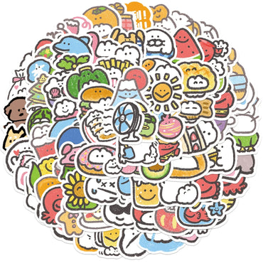 100Pcs Mini MOKMOK Cartoon Cute Sticker For Fridge Luggage Laptop Skateboard Bicycle PVC Waterproof Bottle Decal Stickers (Online Order Only)