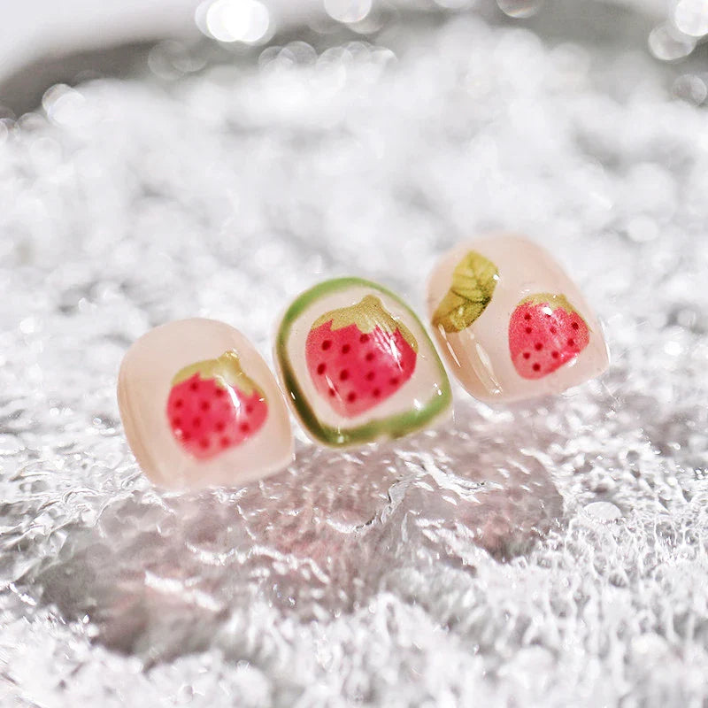 Cute Fresh Fruit Lovely Red Strawberry Grape Cherry Peach 3D Jelly Design Dopamine Self Adhesive Nail Art Sticker Manicure Decal (Online Order Only)