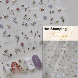 Retro Mini Flower Vintage Leaves Hot Stamping Petal Daisy Delicate Chic Self Adhesive Nail Art Stickers Manicure Decal Wholesale (ONLINE ORDER ONLY)