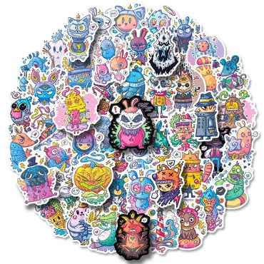 10/25/50pcs Funny Fantasy Weird Cartoon Cute Monster Psychedelic Waterproof Graffiti Sticker DIY Decal (ONLINE ORDER ONLY)