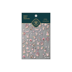 Romantic Pink Peach Blossom Tower Circular Fan Hollowed Window Tassel Pendant Antique Tree Chic Nail Art Stickers Manicure Decal (ONLINE ORDER ONLY)