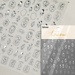 Retro Rose Gold Silver Totem Picture Photo Frame Flower 5D Self Adhesive Nail Art Stickers 5D Shiny Rhinestone Manicure Decals (ONLINE ORDER ONLY)