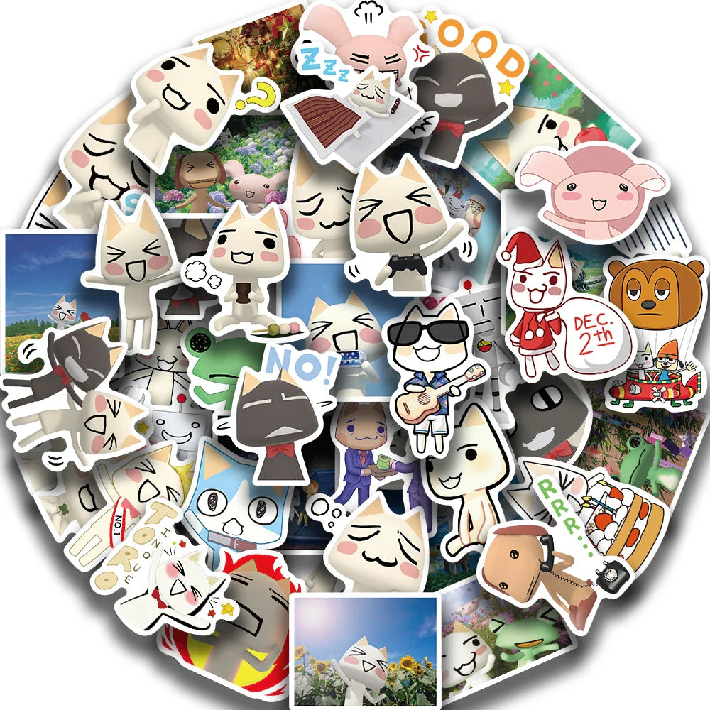 50Pcs Inoue Toro Cat Stickers Funny Kawaii Cartoon Cute Meme Sticker Vinyl Waterproof Graffiti Decal for Laptop Phone Guitar (ONLINE ORDER ONLY)