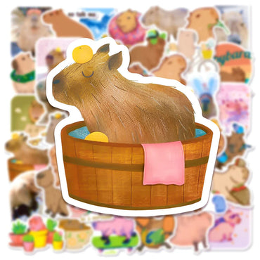 10/30/50pcs Cute Cartoon Capybara Graffiti Stickers Aesthetic Decals Decoration Laptop Notebook Phone Diary Stationery Sticker (ONLINE ORDER ONLY)