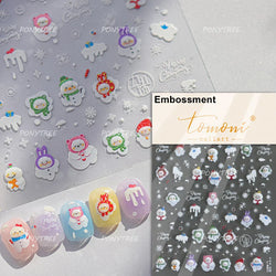Cat House Snow Tree Window Fish Star Shiny Snowman Duck 5D Self Adhesive Nail Art Stickers Hat Apple Rhinestone Manicure Decals (ONLINE ORDER ONLY)