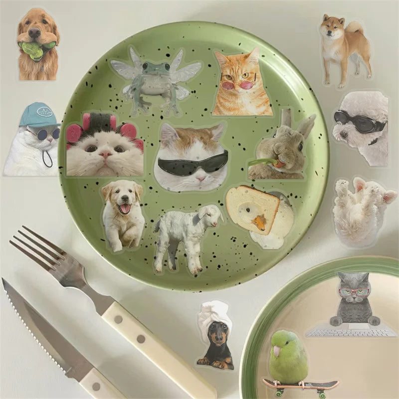 50PCS INS Animal PET Sticker Aesthetic Children's Decoration Scrapbooking Stationery DIY Hand Accounting Supplies for Kids (ONLINE ORDER ONLY)