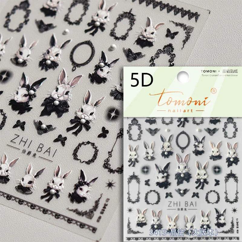Halloween Ghost Pumpkin Bat Coffin Cat Spider Demon Jelly Self Adhesive Nail Art Sticker Terrifying Candy Candle Manicure Decals (ONLINE ORDER ONLY)