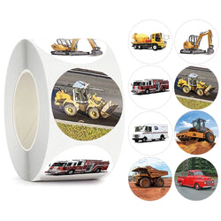 100-500pcs Vehicle Thank You Stickers Cute Cartoon Ambulance Taxi Teacher Reward Sticker for Kids Birthday Party Seal Labels (Online Order Only)