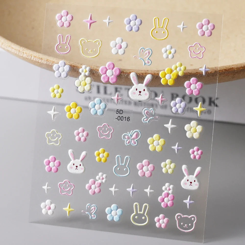 1 Sheet 5D Embossed Nail Art Stickers Graffiti Heart Flower Design Nail Art Decals Self-Adhesive DIY Manicure Nail Art Supplies* (ONLINE ORDER ONLY)
