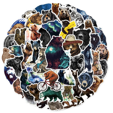 10/50PCS Bear Sticker Aesthetic Kids Toys Cartoon Brown Bear Animal Notebook Laptop Car Scrapbooking Cool Gadgets (ONLINE ORDER ONLY)