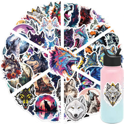 50pcs Wolf Collection Stickers Cartoon DIY Skateboard Phone Case Laptop Waterproof Cool Dark Animal Sticker Decals Toy (Online Order Only)