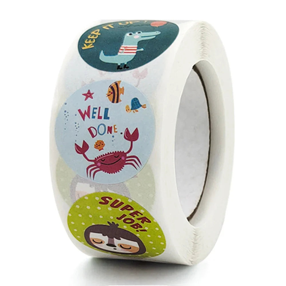 100-500pcs Cute Cartoon Animals Thank You Label Stickers For Gift Package Card Festival Party Wrapping Children Teaching 1inch (ONLINE ORDER ONLY)